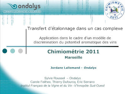 Ondalys-chimiometrie2011 Conference Chimiométrie 2011
